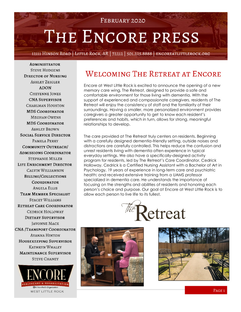 thumbnail of Encore of W. Little Rock February 2020 Newsletter
